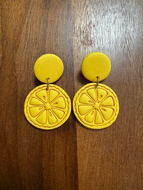 Citrus Slice Clay Earrings - Handmade